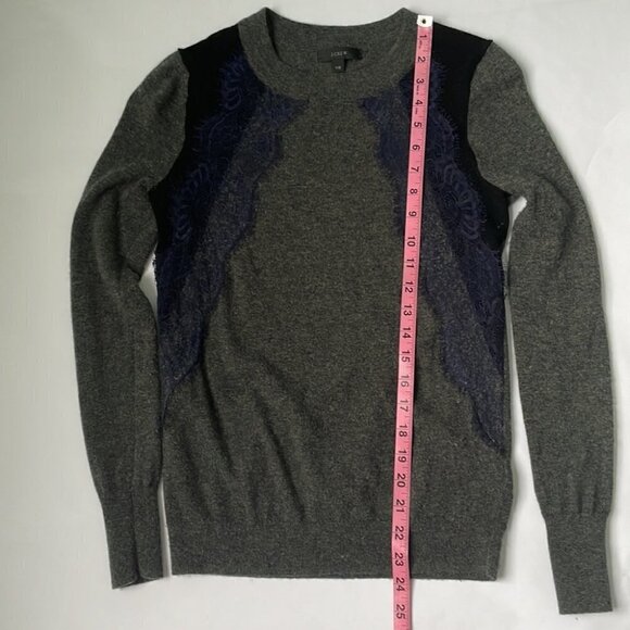 J Crew Crew Neck Wool Blend Sweater with Lace - Picture 13 of 14